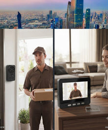 10.92cm Wireless Video Doorbell System with Monitor - Wide-Angle Rechargeable Camera, No WiF