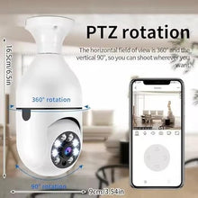 PTZ Light Bulb Security Camera – 360° Indoor WiFi Surveillance with Motion Detection, Pan Tilt Zoom, HD Video, Night Vision, LED Light, Wireless Home Monitoring Camera with B22 Base Holder