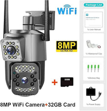 V380Pro Camera 8MP Dual Lens Surveillance Camera Motion Detection HD Color Night Vision PTZ Monitor Outdoor IP Security CCTV(US Plug