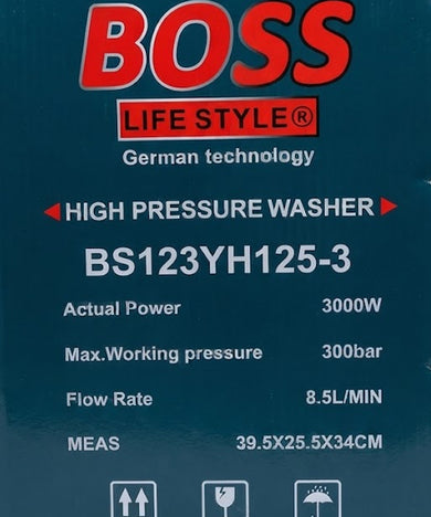 BOSS LIFE STYLE High Pressure Washer (Model: BS123YH125-3