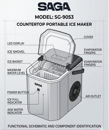 SAGA SG-9053 Portable Countertop Ice Maker Machine 5200222925304