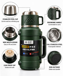 SHENGYUAN 1300ml insulated vacuum flask in army green, product details