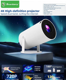 Smartberry HT88 4K High-Definition Smart Projector | Portable Wireless Home Cinema
