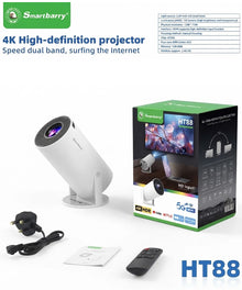 Smartberry HT88 4K High-Definition Smart Projector | Portable Wireless Home Cinema