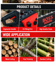 BOSS Electric Chain Saw applications for wood cutting and tree trimming