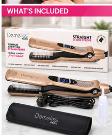 Demeliss Paris Titanium and Steam Hair Straightener SA-171A box and included accessories