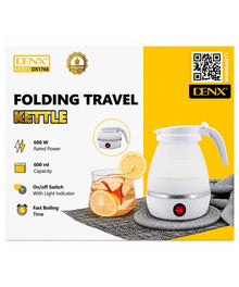 DENX DX1768 white 600ml 600W folding travel electric kettle with features