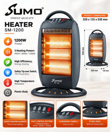 SUMO SM-1200 electric heater features and dimensions