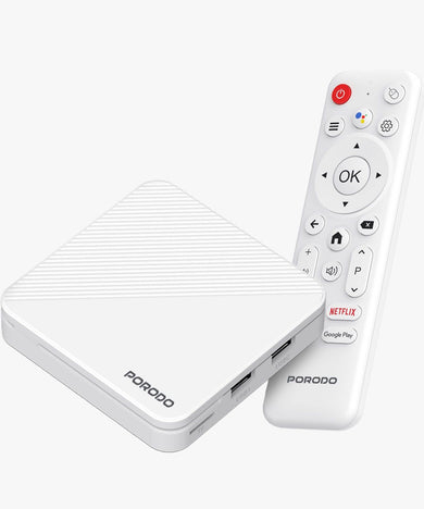 جهاز Porodo EchoBox بنظام Android TV (بث بدقة 4K فائقة الوضوح) - أبيض