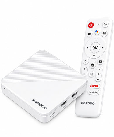 جهاز Porodo EchoBox بنظام Android TV (بث بدقة 4K فائقة الوضوح) - أبيض