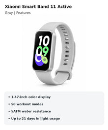 Xiaomi Smart Band 11 Active gray details